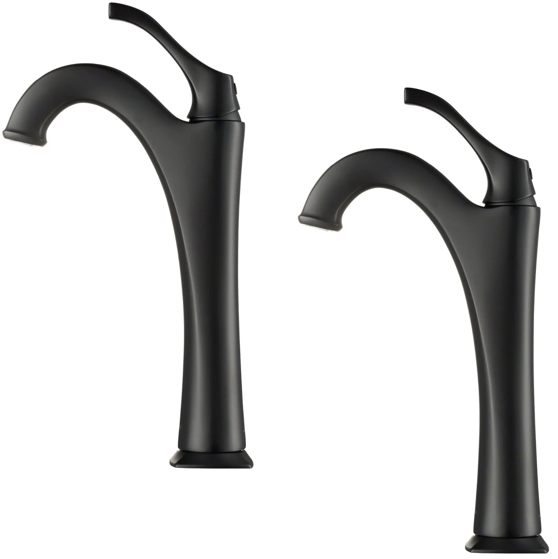 Single Handle Vessel Bathroom Faucet with Pop-Up Drain in Matte Black (2-Pack)