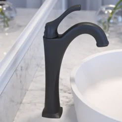 Single Handle Vessel Bathroom Faucet with Pop-Up Drain in Matte Black (2-Pack)