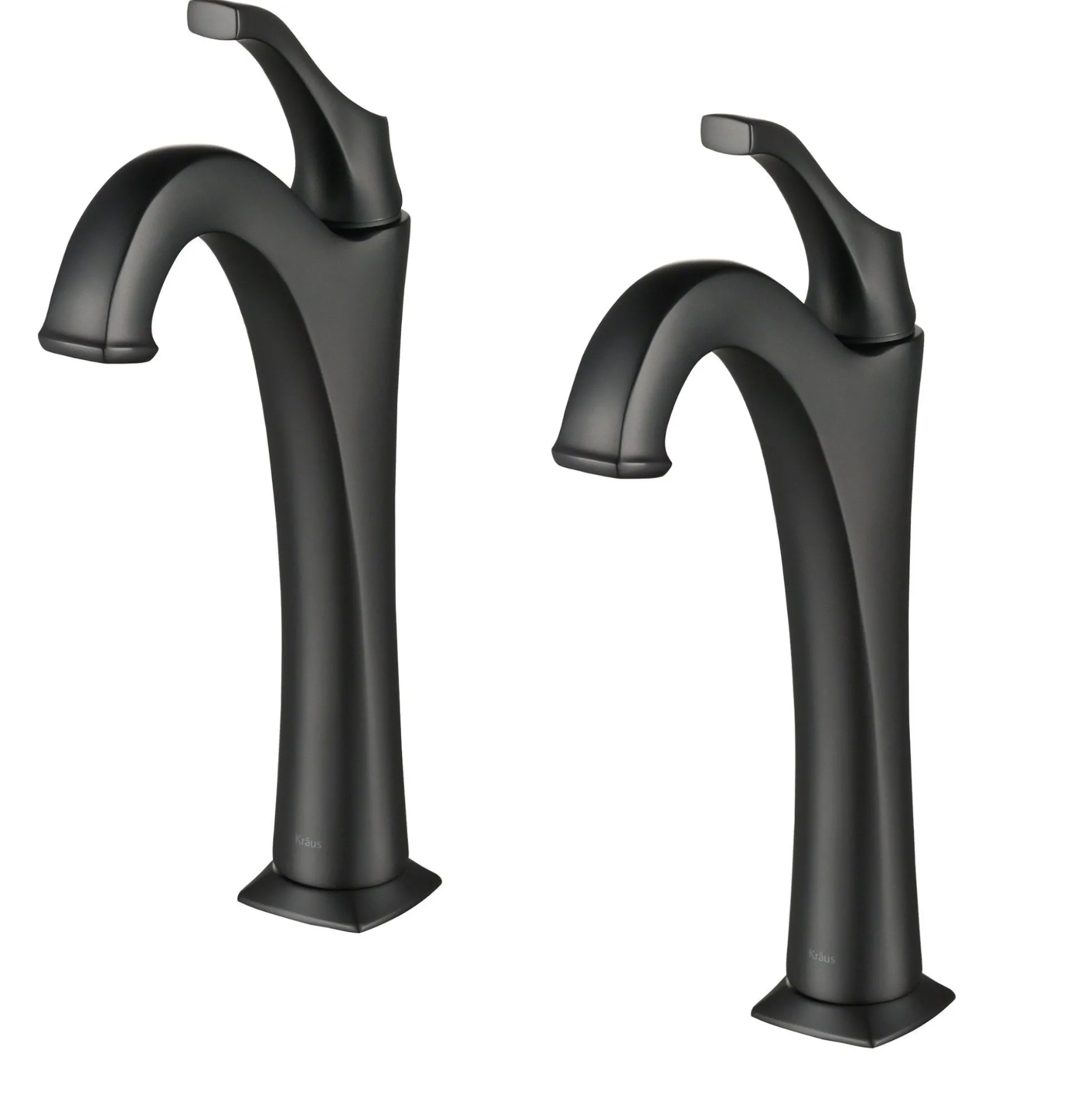 Single Handle Vessel Bathroom Faucet with Pop-Up Drain in Matte Black (2-Pack)