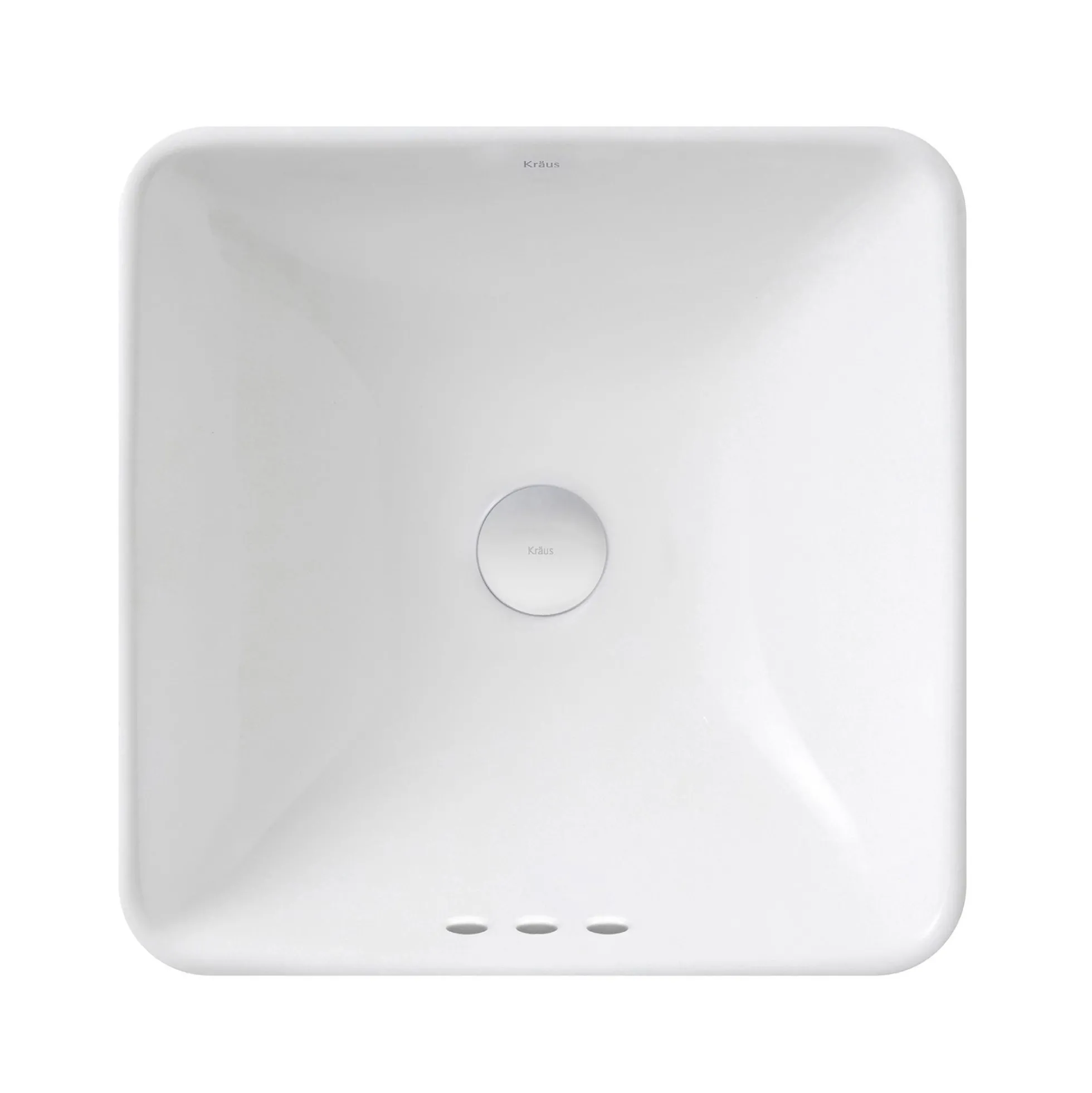 16 1/2" Square Semi-Recessed Ceramic Bathroom Sink in White with Pop-Up Drain in Oil Rubbed Bronze