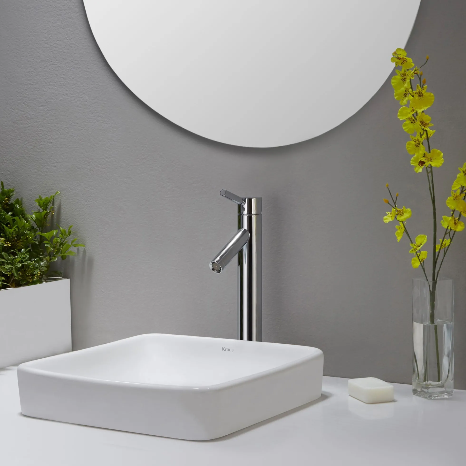 16 1/2" Square Semi-Recessed Ceramic Bathroom Sink in White with Pop-Up Drain in Oil Rubbed Bronze