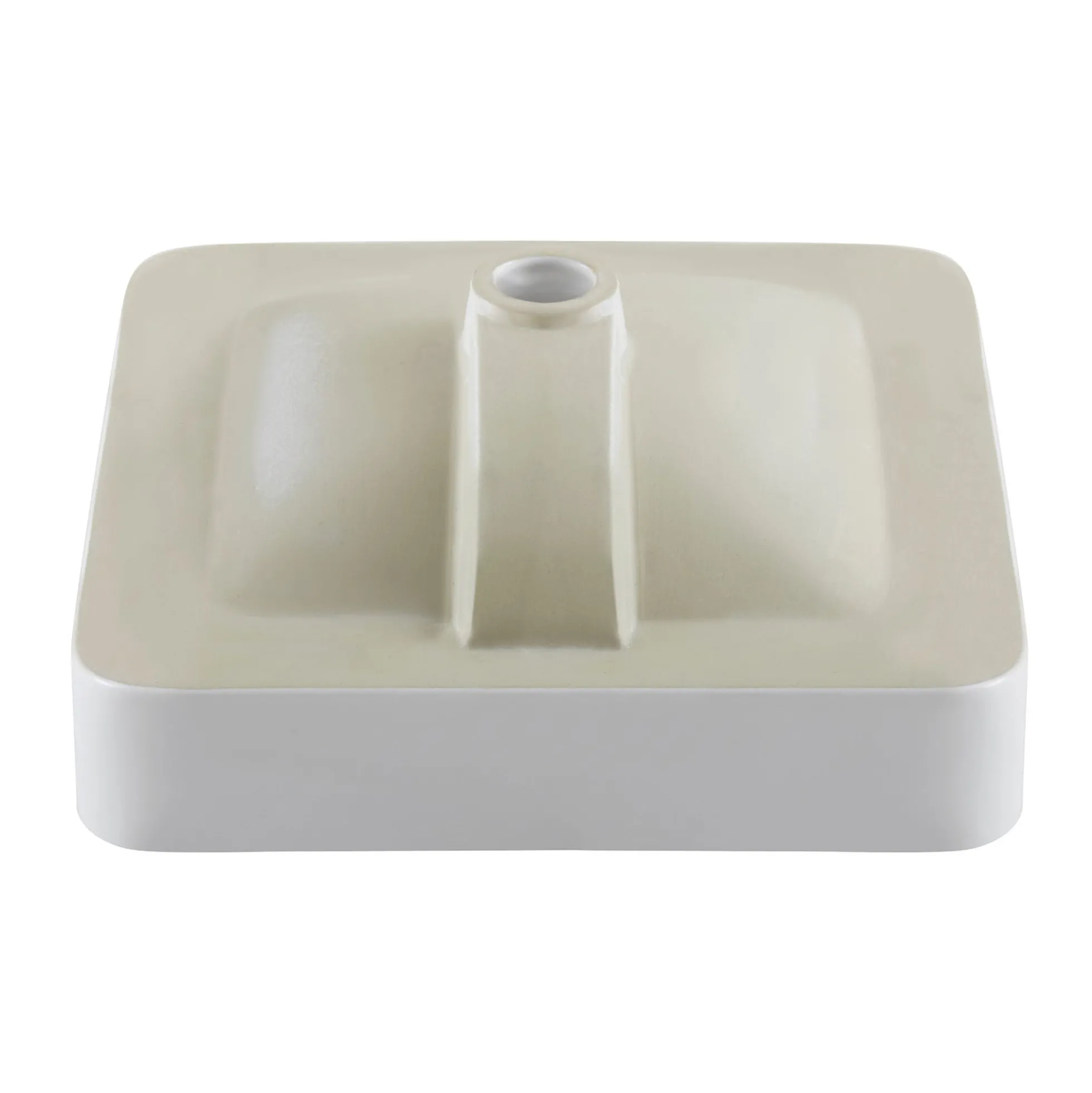 16 1/2" Square Semi-Recessed Ceramic Bathroom Sink in White with Pop-Up Drain in Oil Rubbed Bronze