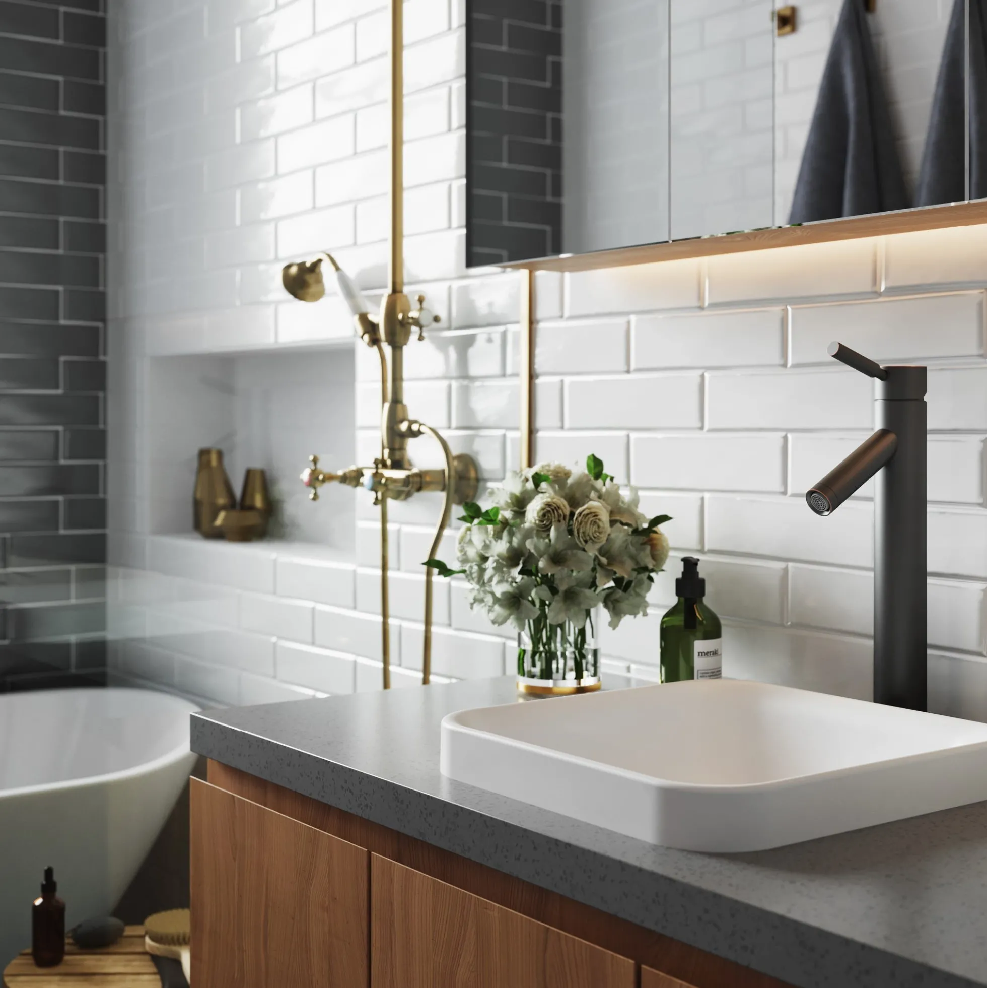 Square Semi-Recessed 14.6" x 15" Solid Surface Bathroom Sink in Matte White
