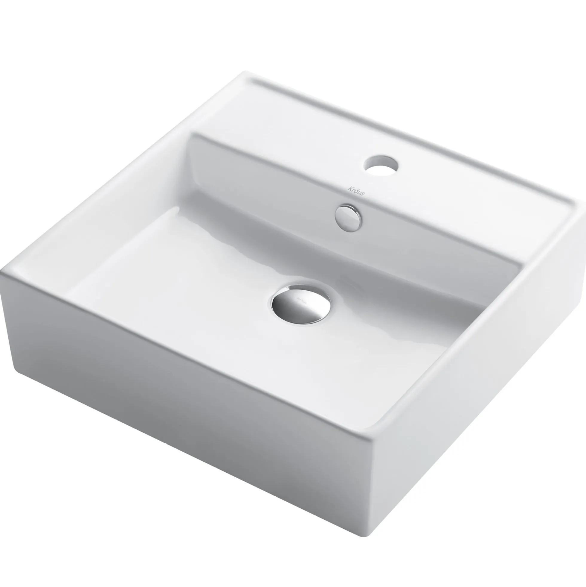 18 1/2" Square Vessel Ceramic Bathroom Sink in White