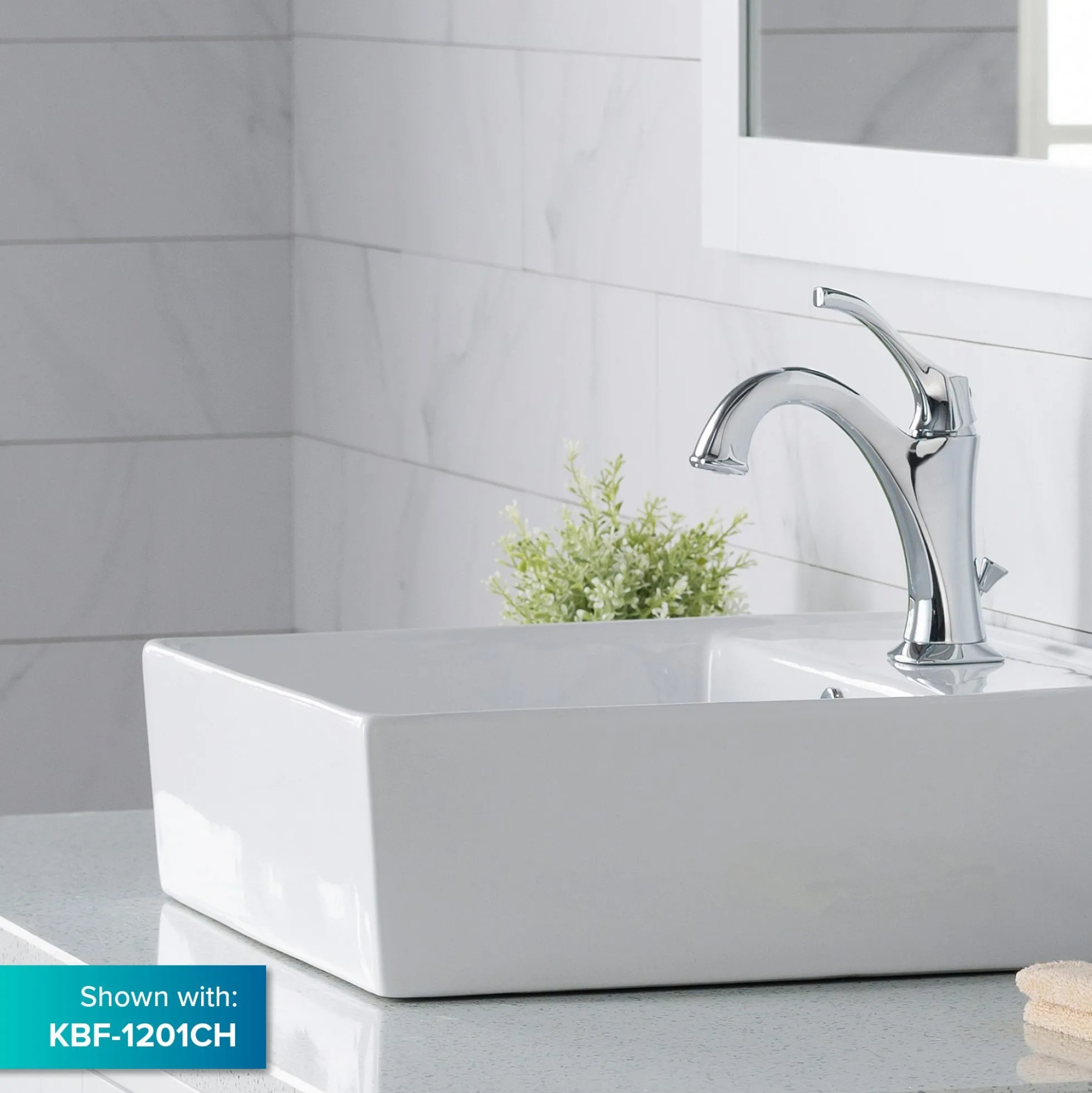 18 1/2" Square Vessel Ceramic Bathroom Sink in White