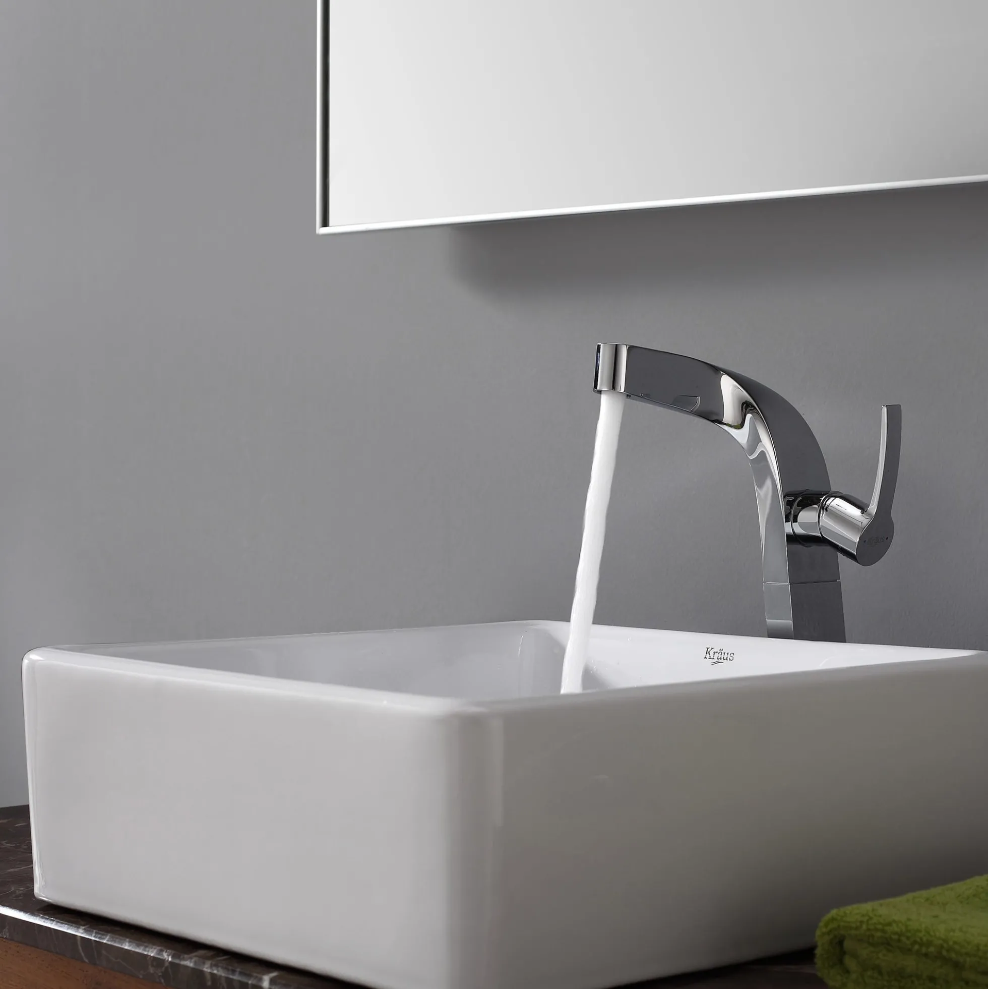 15" Square Vessel Ceramic Bathroom Sink in White with Pop-Up Drain in Chrome