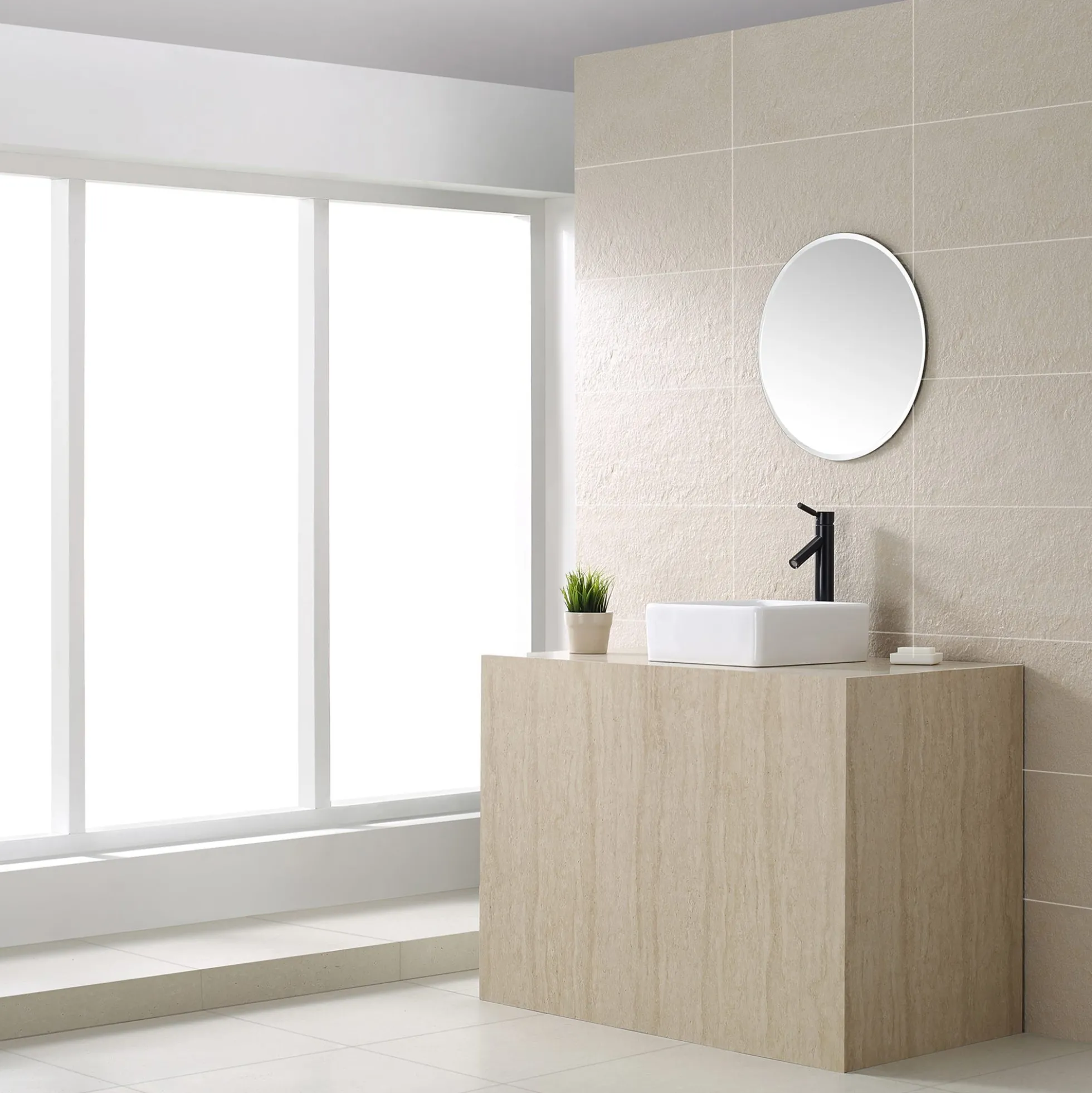 15" Square Vessel Ceramic Bathroom Sink in White with Pop-Up Drain in Oil Rubbed Bronze