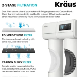 2-Stage Under-Sink Filtration System with Single Handle Drinking Water Filter Faucet in Matte Black