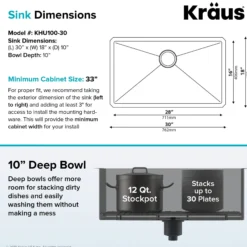Standart PRO™ 30-inch 16 Gauge Undermount Single Bowl Stainless Steel Kitchen Sink with WasteGuard™ 1 HP Continuous Feed Garbage Disposal