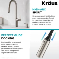 Tall Modern Pull-Down Single Handle Kitchen Faucet in Matte Black