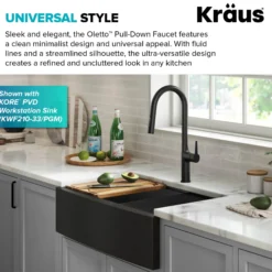 Tall Modern Pull-Down Single Handle Kitchen Faucet in Matte Black