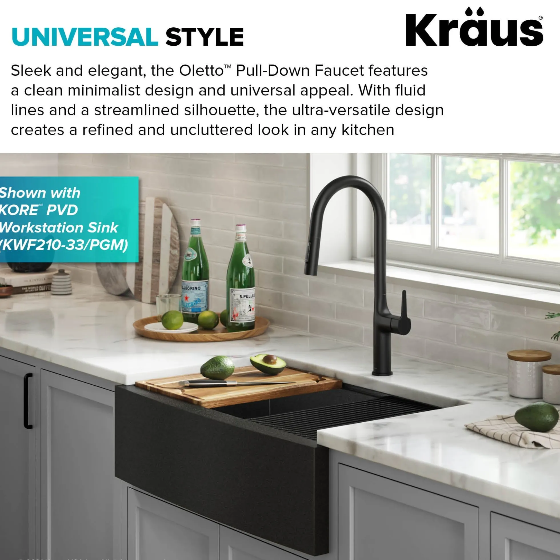 Tall Modern Pull-Down Single Handle Kitchen Faucet in Matte Black