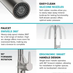 Tall Modern Pull-Down Single Handle Kitchen Faucet in Matte Black
