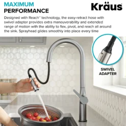 Tall ModernSingle-HandleTouch KitchenSink Faucet with Pull Down Sprayer inMatte Black
