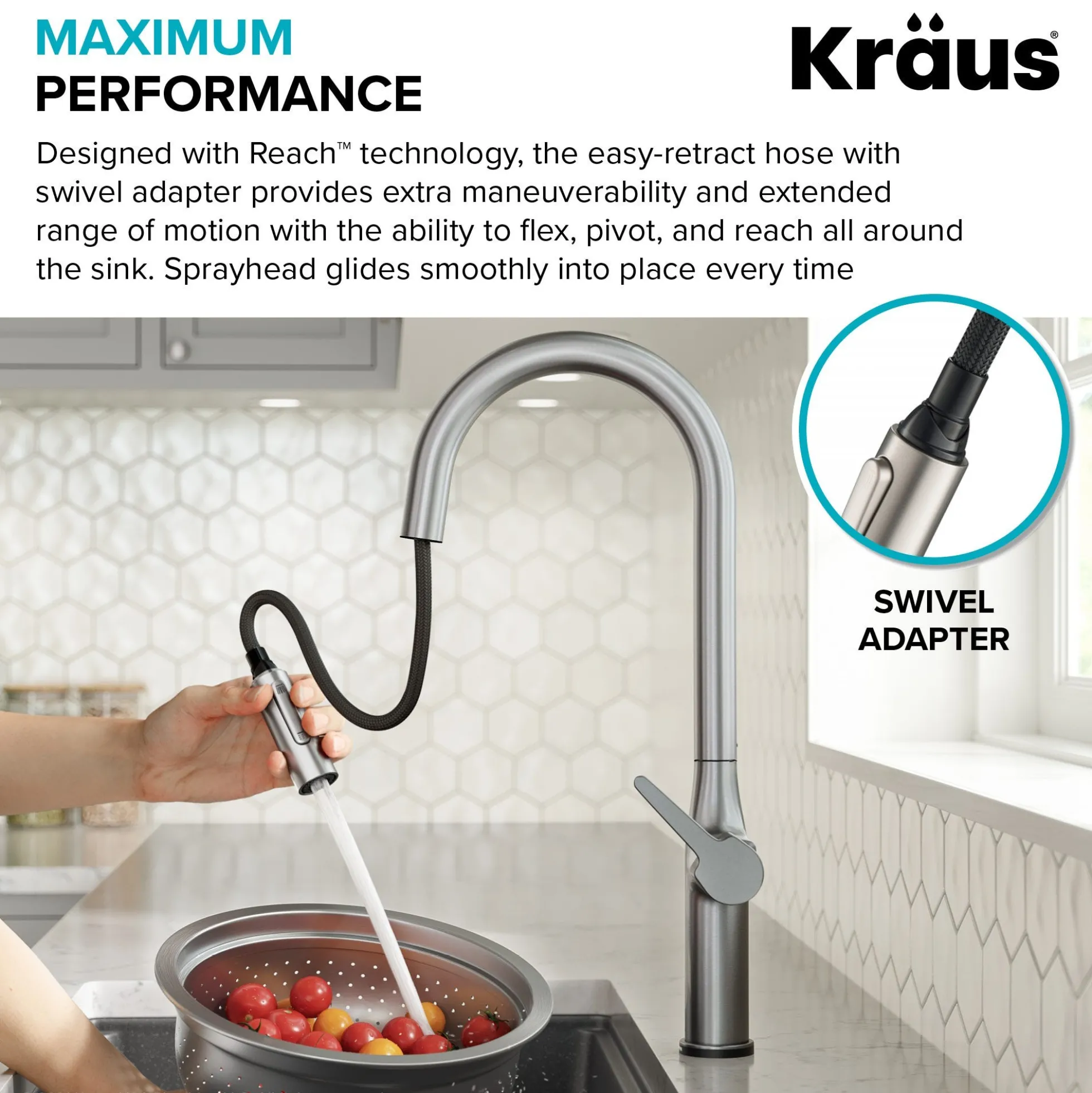 Tall ModernSingle-HandleTouch KitchenSink Faucet with Pull Down Sprayer inMatte Black