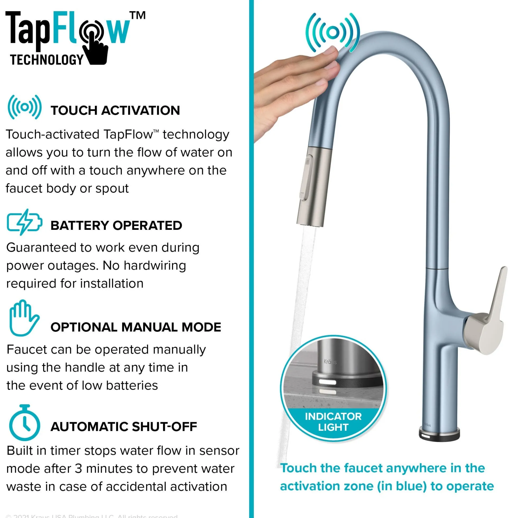 Tall ModernSingle-HandleTouch KitchenSink Faucet with Pull Down Sprayer inMatte Black