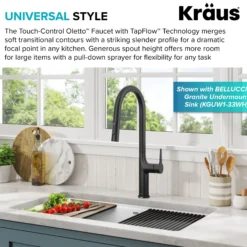 Tall ModernSingle-HandleTouch KitchenSink Faucet with Pull Down Sprayer inMatte Black