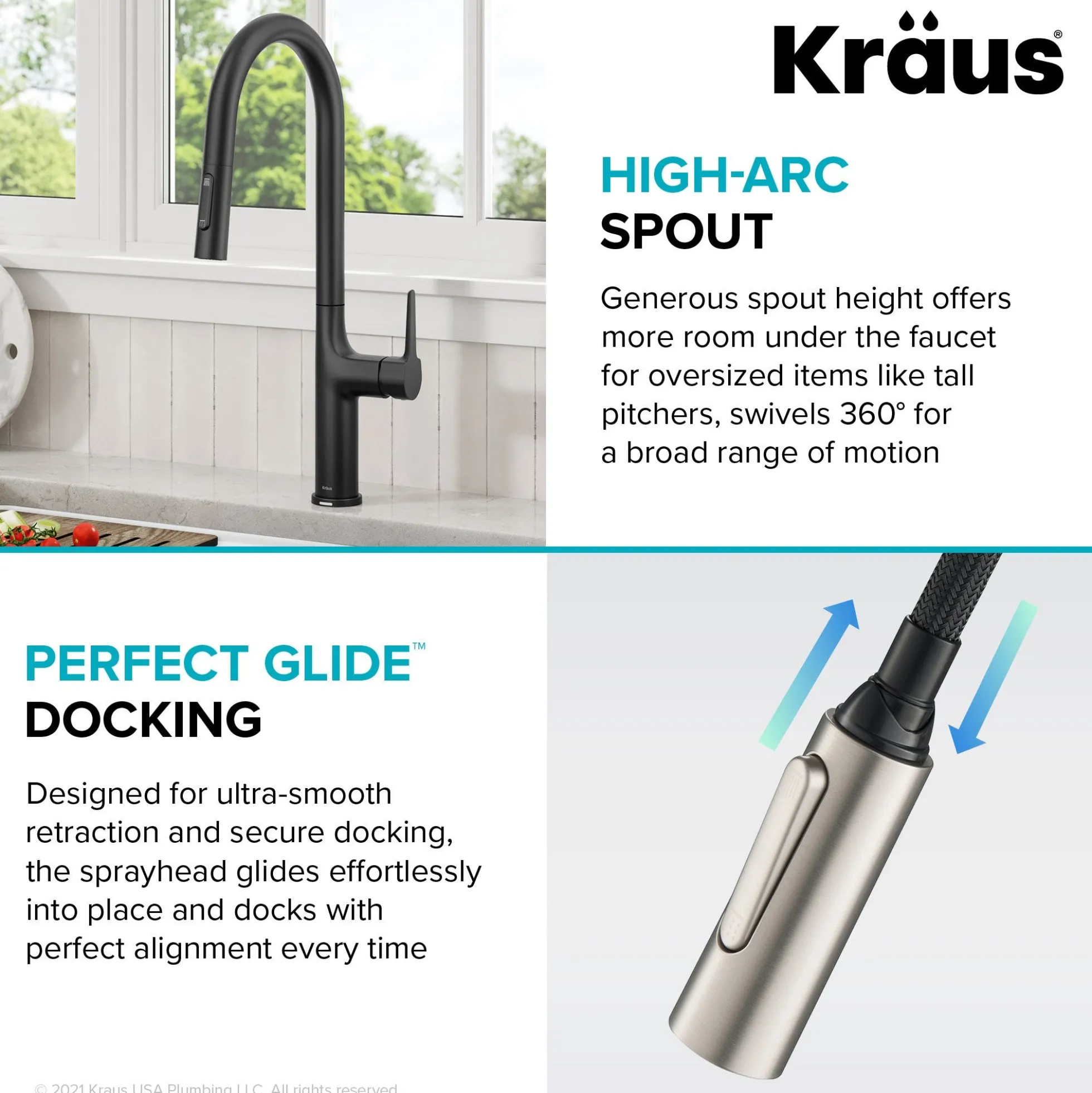 Tall ModernSingle-HandleTouch KitchenSink Faucet with Pull Down Sprayer inMatte Black