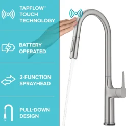 Tall Modern Single-HandleTouch KitchenSink Faucet with Pull Down Sprayer inSpot Free Stainless Steel