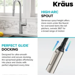Tall Modern Single-HandleTouch KitchenSink Faucet with Pull Down Sprayer inSpot Free Stainless Steel