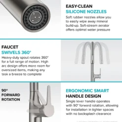 Tall Modern Single-HandleTouch KitchenSink Faucet with Pull Down Sprayer inSpot Free Stainless Steel