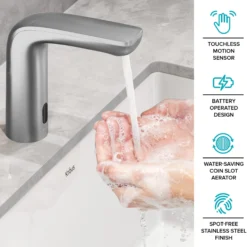 Touchless Sensor Bathroom Faucet in Spot Free Stainless Steel