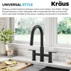 Touchless Sensor Bridge Kitchen Faucet with Pull-Down Sprayhead in Matte Black
