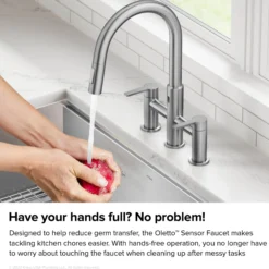 Touchless Sensor Bridge Kitchen Faucet with Pull-Down Sprayhead in Spot-Free Stainless Steel