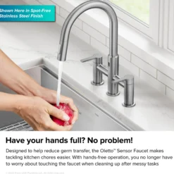 Touchless Sensor Bridge Kitchen Faucet with Pull-Down Sprayhead in Spot-Free Antique Champagne Bronze