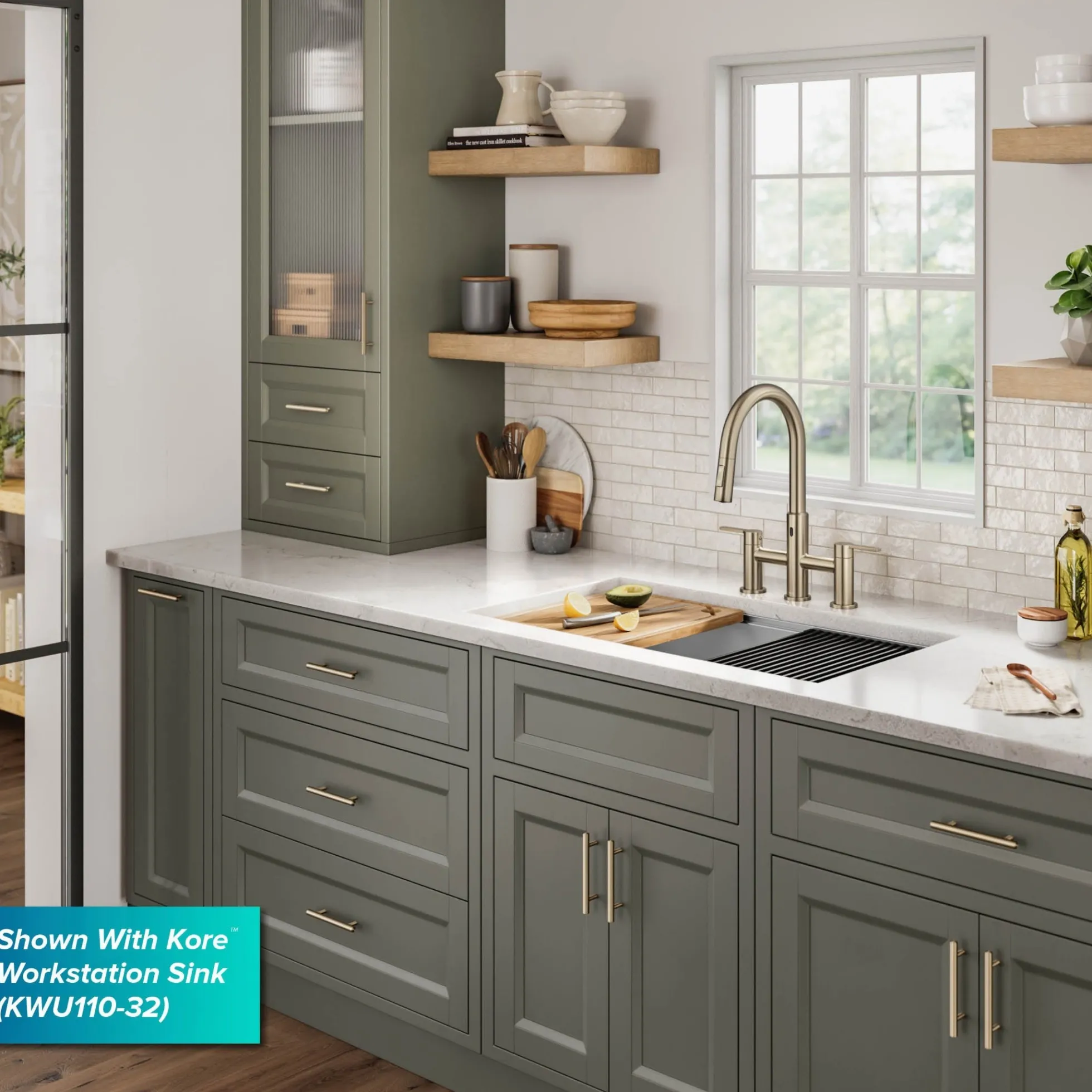 Touchless Sensor Bridge Kitchen Faucet with Pull-Down Sprayhead in Spot-Free Antique Champagne Bronze