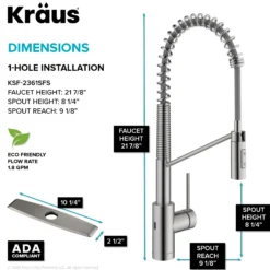 Touchless Sensor Commercial Pull-Down Single Handle Kitchen Faucet with QuickDock™ Top Mount Assembly in Spot Free Stainless Steel