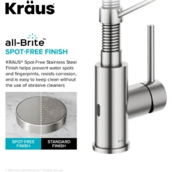 Touchless Sensor Commercial Style 2-Function Single Handle Pull-Down Kitchen Faucet in Spot-Free Stainless Steel