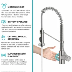 Touchless Sensor Commercial Style 2-Function Single Handle Pull-Down Kitchen Faucet in Spot-Free Stainless Steel