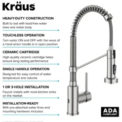 Touchless Sensor Commercial Style 2-Function Single Handle Pull-Down Kitchen Faucet in Spot-Free Stainless Steel