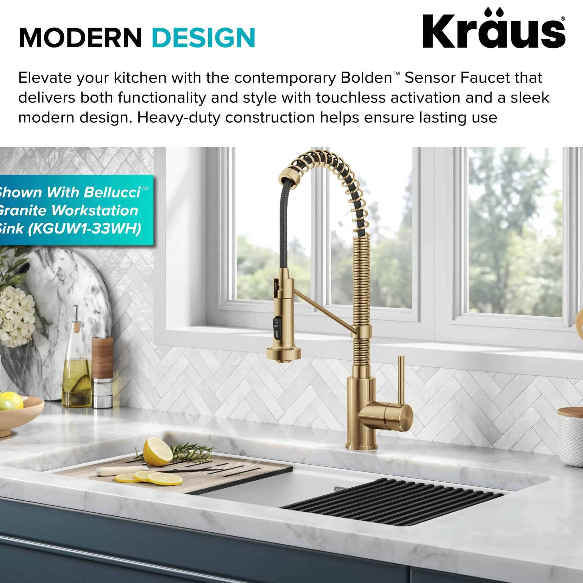 Touchless Sensor Commercial Style 2-Function Single Handle Pull-Down Kitchen Faucet in Spot-Free Brushed Brass