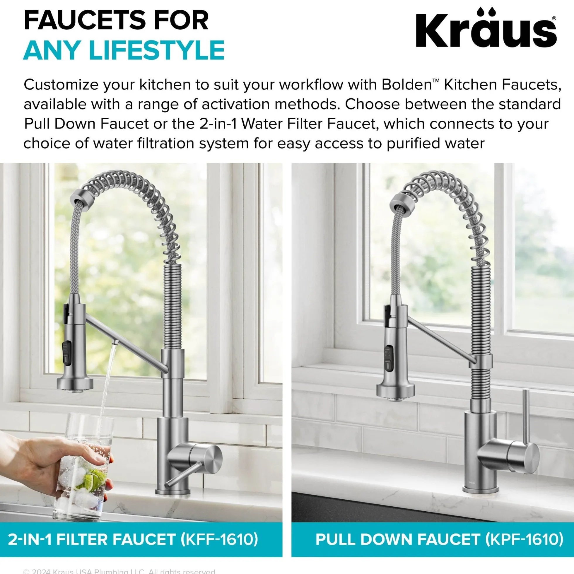 Touchless Sensor Commercial Style 2-Function Single Handle Pull-Down Kitchen Faucet in Spot-Free Brushed Brass