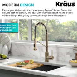 Touchless Sensor Commercial Style 2-Function Single Handle Pull-Down Kitchen Faucet in Spot-Free Antique Champagne Bronze