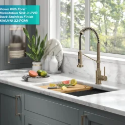 Touchless Sensor Commercial Style 2-Function Single Handle Pull-Down Kitchen Faucet in Spot-Free Antique Champagne Bronze