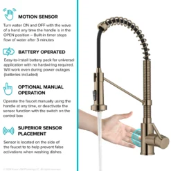 Touchless Sensor Commercial Style 2-Function Single Handle Pull-Down Kitchen Faucet in Spot-Free Antique Champagne Bronze