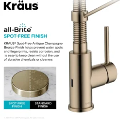 Touchless Sensor Commercial Style 2-Function Single Handle Pull-Down Kitchen Faucet in Spot-Free Antique Champagne Bronze