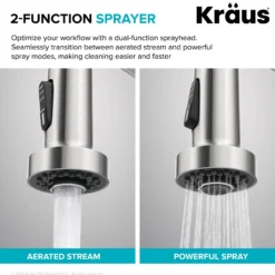 Touchless Sensor Commercial Style 2-Function Single Handle Pull-Down Kitchen Faucet in Spot-Free Stainless Steel / Matte Black