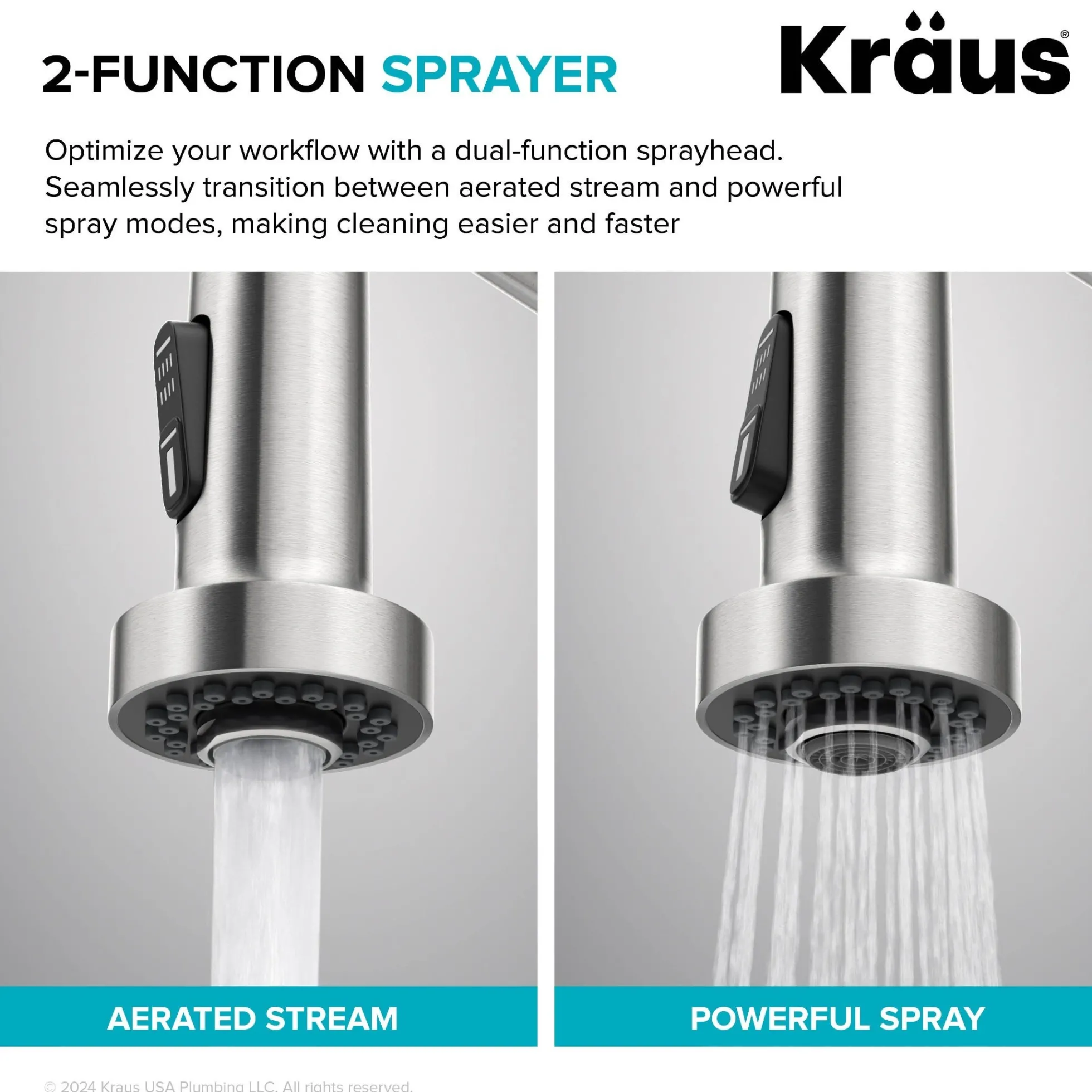 Touchless Sensor Commercial Style 2-Function Single Handle Pull-Down Kitchen Faucet in Spot-Free Stainless Steel / Matte Black