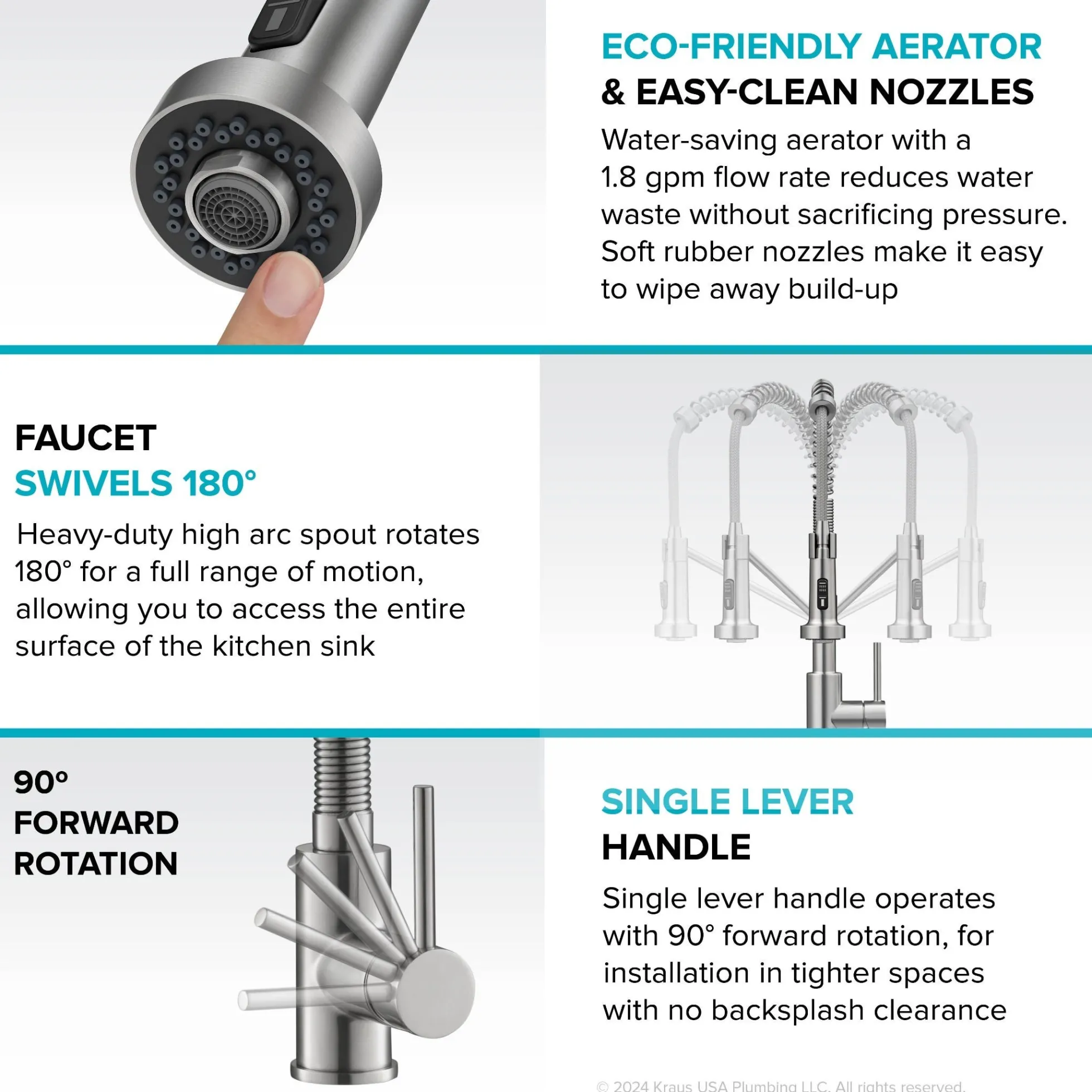 Touchless Sensor Commercial Style 2-Function Single Handle Pull-Down Kitchen Faucet in Spot-Free Stainless Steel / Matte Black