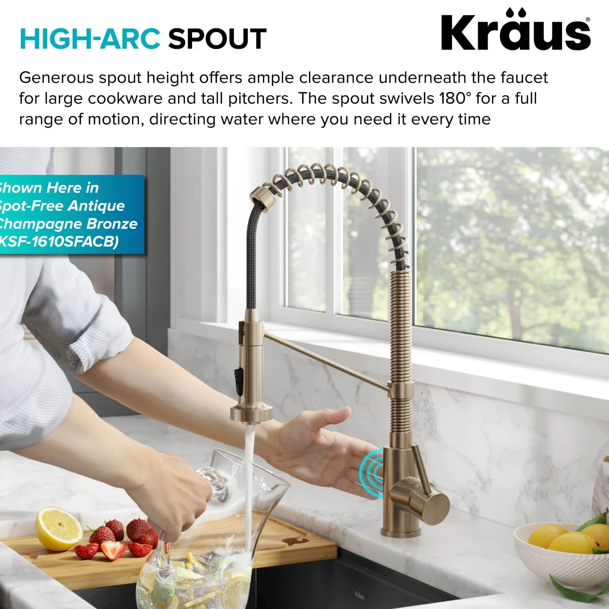 Touchless Sensor Commercial Style 2-Function Single Handle Pull-Down Kitchen Faucet in Spot-Free Stainless Steel / Matte Black