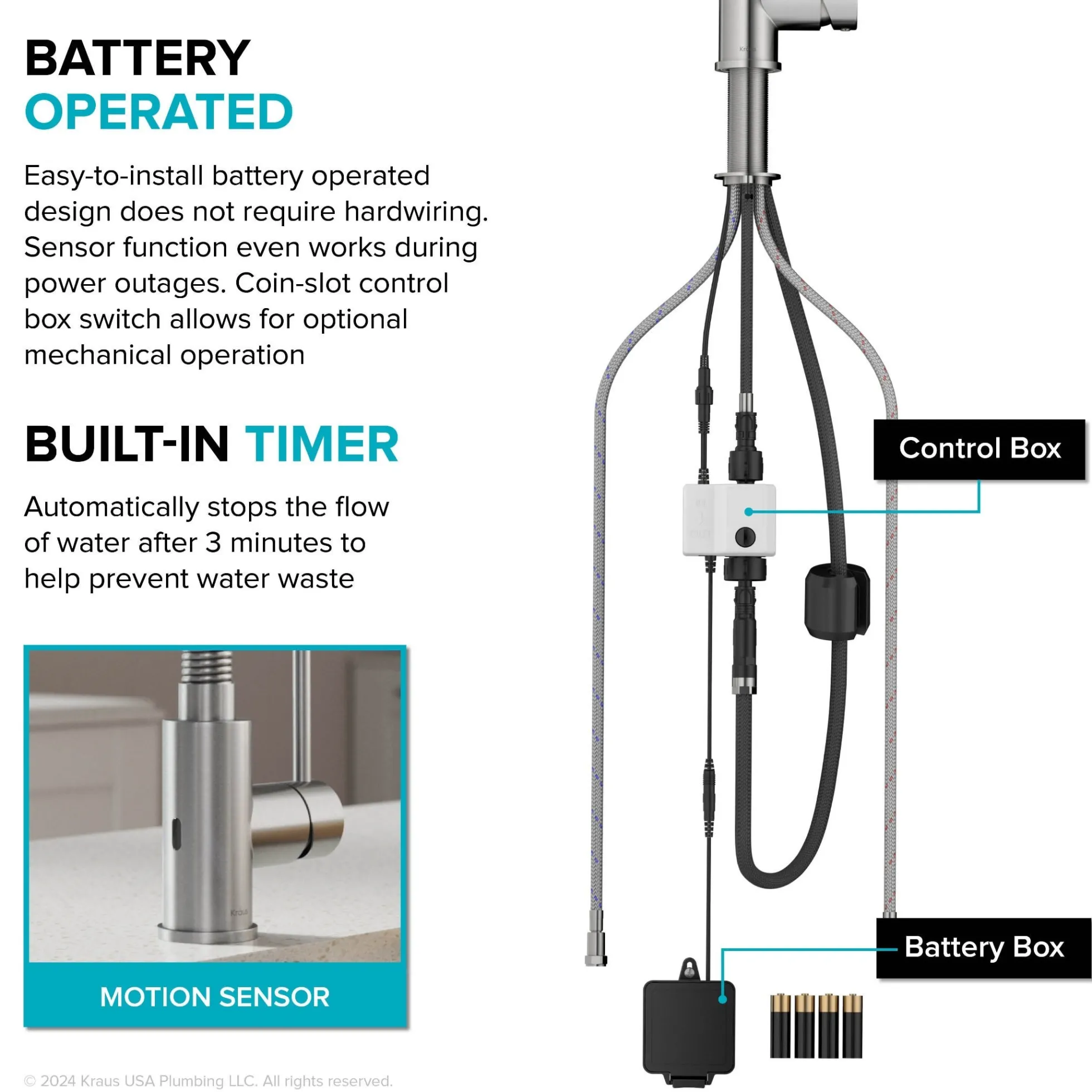 Touchless Sensor Commercial Style 2-Function Single Handle Pull-Down Kitchen Faucet in Spot-Free Stainless Steel / Matte Black