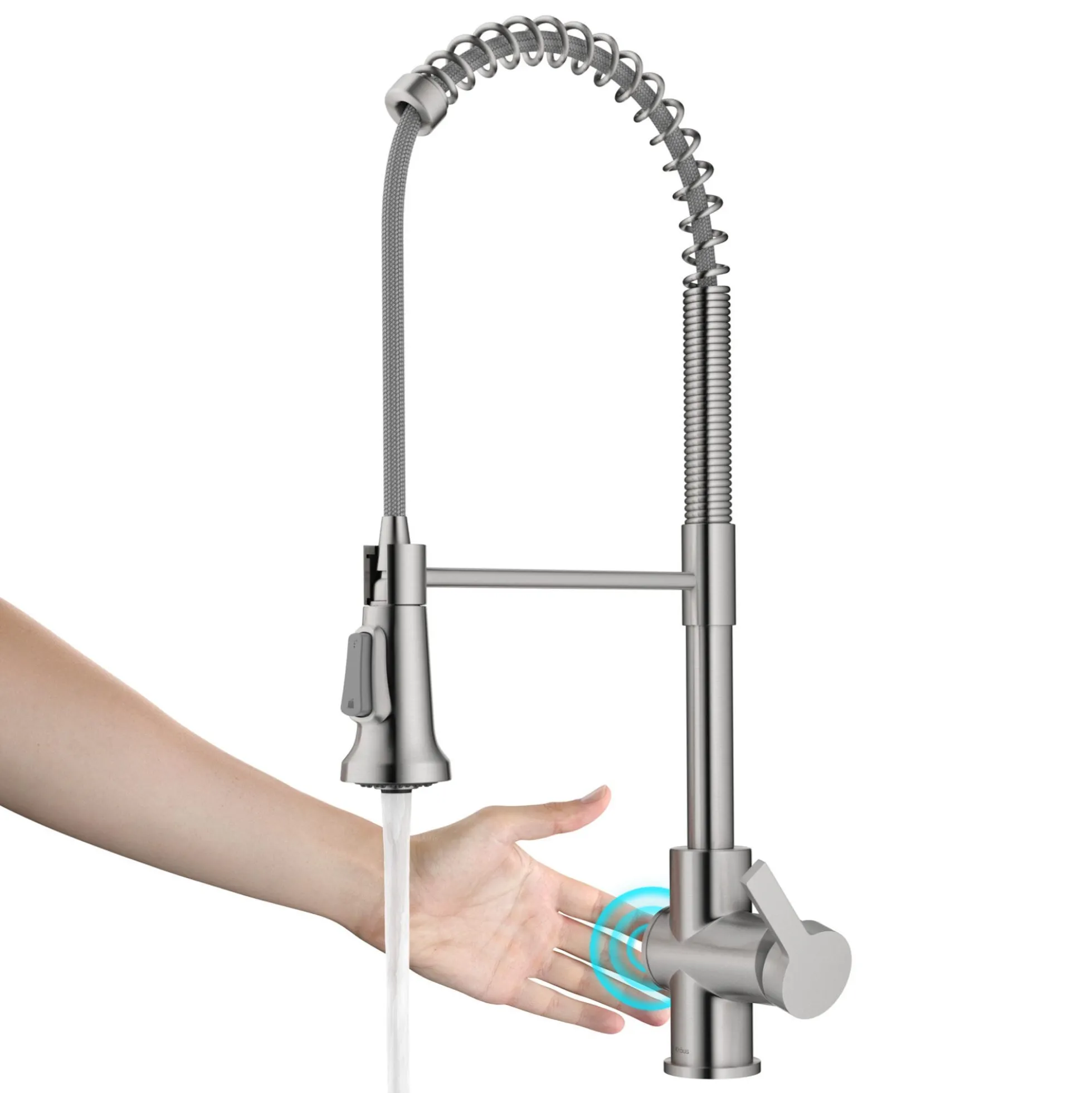 Touchless Sensor Commercial Single Handle Pull Down Kitchen Faucet in Spot Free Stainless Steel