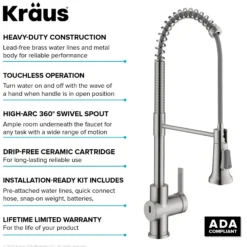 Touchless Sensor Commercial Single Handle Pull Down Kitchen Faucet in Spot Free Stainless Steel