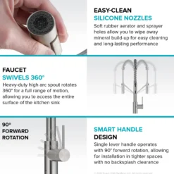 Touchless Sensor Commercial Pull-Down Single Handle Kitchen Faucet with QuickDock™ Top Mount Assembly in Matte Black