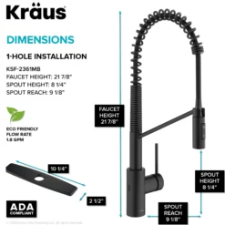Touchless Sensor Commercial Pull-Down Single Handle Kitchen Faucet with QuickDock™ Top Mount Assembly in Matte Black