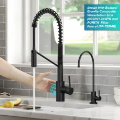 Touchless Sensor Commercial Pull-Down Single Handle Kitchen Faucet with QuickDock™ Top Mount Assembly in Matte Black
